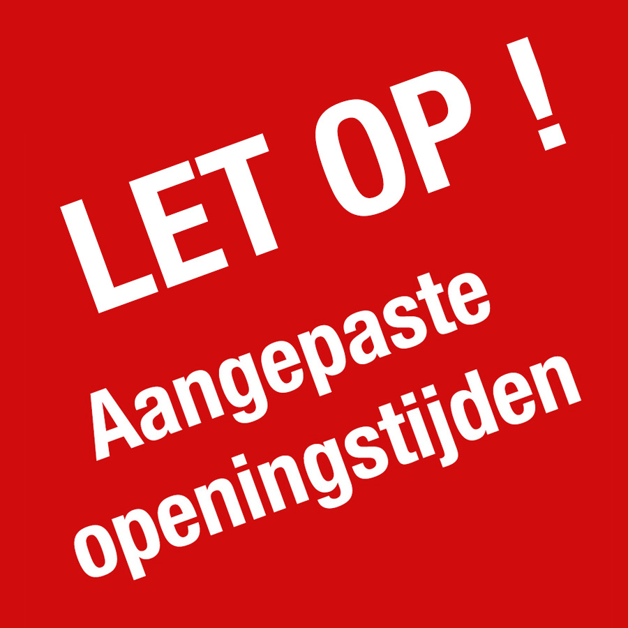Vrijdag 29 mei en maandag 1 juni aangepaste openingstijden.